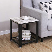 Load image into Gallery viewer, End Table, 2-Tier Side Table with Storage Shelf Living Room, Faux Marble with Metal Frame - EK CHIC HOME