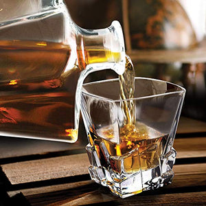 Whiskey Decanter Set in Premium Gift Box with 4 Glasses and 4 Coasters - EK CHIC HOME
