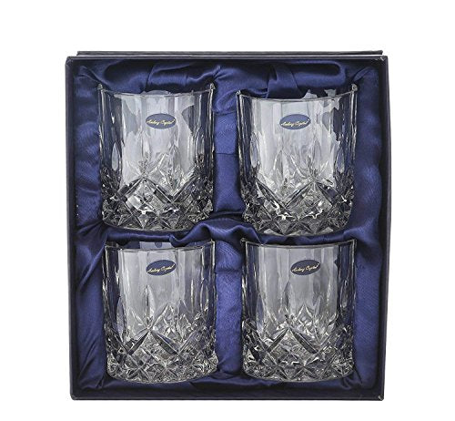 Crystal Lead Free Double Old Fashioned Crystal Glass, 9 Ounce, Set of 4 - EK CHIC HOME