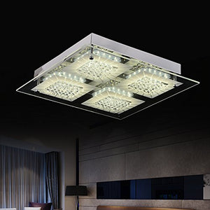 Flush Mount Modern Crystal Bead Ceiling Flush Mount Dimmable LED 24W - EK CHIC HOME