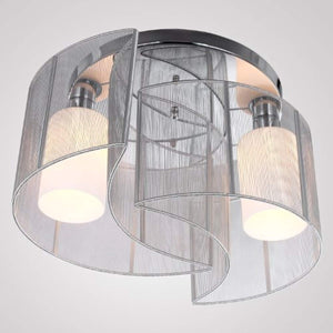 2 Light Semi Flush Mount Ceiling Light Fixture with Fabric Shade and Cloth Cover - EK CHIC HOME