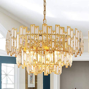 Gold Modern Crystal Chandelier - Light Fixture Lamp 24.5'' - EK CHIC HOME
