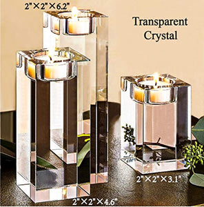 Large Crystal Candle Holders Set of 3, 3.1/4.7/6.2 inches Height - EK CHIC HOME