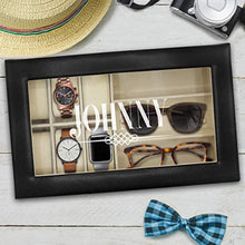 Load image into Gallery viewer, Personalized Watch and Sunglasses Box - Custom Engraved Watch and Eyeglass Organizer Case - EK CHIC HOME