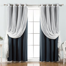 Load image into Gallery viewer, Mix &amp; Match Tulle Sheer Lace &amp; Blackout Curtain Set  52&quot;W X 96&quot;L - (2 Curtains and 2 Sheer curtains) - EK CHIC HOME