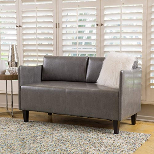 Nyx Grey Leather Loveseat - EK CHIC HOME