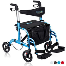 Load image into Gallery viewer, 2 in 1 Rollator-Transport Chair w/Paded Seatrest, Reversible Backrest and Detachable Footrests - EK CHIC HOME
