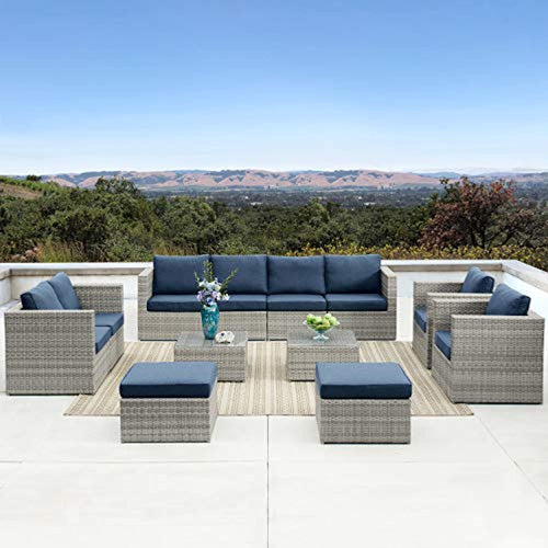 Outdoor Furniture 12 Pieces Garden Patio Sofa Set - EK CHIC HOME