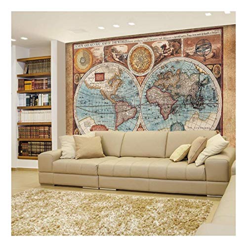 Antique Illustrated Map of The World - Two Sphere Projection - EK CHIC HOME