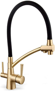 Gold Kitchen Sink Faucet - Dual Handle - Water Filter Purifier - EK CHIC HOME