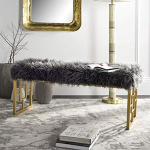 Luxury Flokati/Gold Bench - EK CHIC HOME