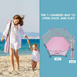 Playpen Pop N' Portable Playard for Babies/Toddler/Newborn/Infant with Travel Bag,6-Panel - EK CHIC HOME