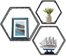 Load image into Gallery viewer, Sorbus Floating Hexagon Shelves - Wall-Mounted Geometric Metal Wall Décor (Metal Hexagon - Black) - EK CHIC HOME