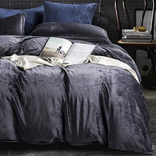 Load image into Gallery viewer, Velvet Flannel Queen Duvet Cover Set, 3 Pieces Zippered - EK CHIC HOME