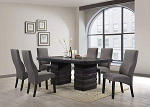 Cappuccino Finish Wood Wave Design Dining Room Kitchen Table & Chairs (Table & 6 Chairs) - EK CHIC HOME