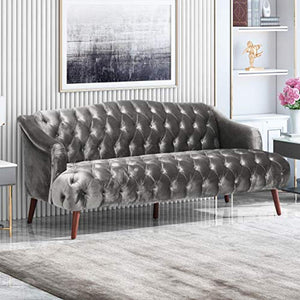 Modern Glam Tufted Velvet 3 Seater Sofa, - EK CHIC HOME