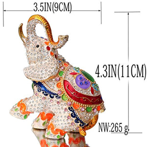 Elephant Trinket Box Hinged Hand-Painted Figurine Collectible Ring Holder - EK CHIC HOME