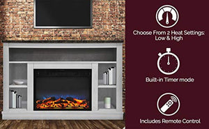 47 In. Electric Fireplace with a Multi-Color LED Insert and White Mantel - EK CHIC HOME