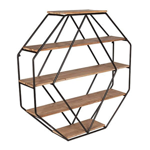 Wood Octagon Floating Wall Shelves - EK CHIC HOME