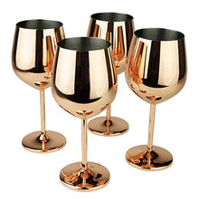 Load image into Gallery viewer, Rose Gold Stem Stainless Steel Wine Glass Set 4 - EK CHIC HOME