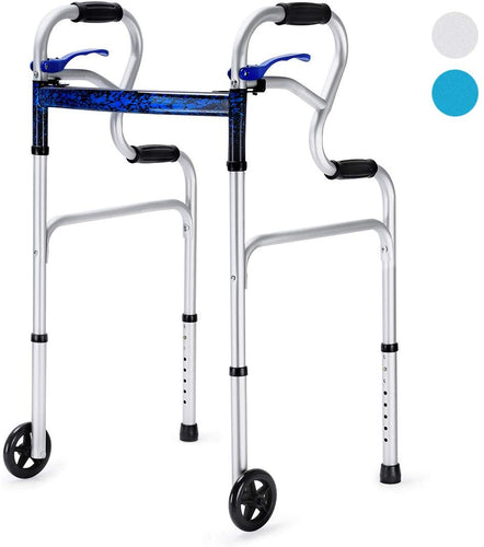4 in 1 Stand-Assist Folding Walker with Detachable Seat, Trigger Release and 5