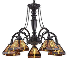 Load image into Gallery viewer, Tiffany Style 5-Light Blackish Bronze/Art Glass Chandelier - EK CHIC HOME