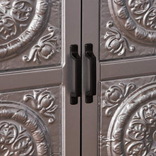 Load image into Gallery viewer, Silver Finished Firwood Cabinet with Faux Wood Overlay and Charcoal Top - EK CHIC HOME
