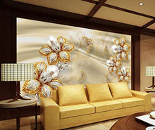 Load image into Gallery viewer, Wall Mural 3D Wallpaper Golden Modern Jewel Flower Silk Wall Decoration Art - EK CHIC HOME