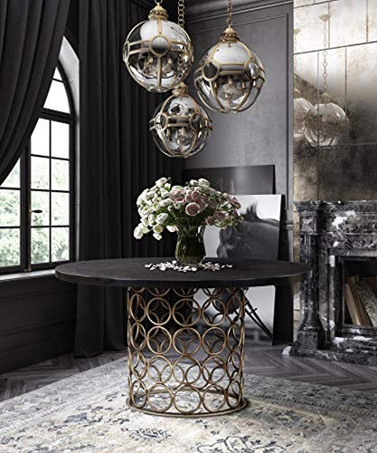 Valentina Modern Dining Room Table Brass Round - EK CHIC HOME