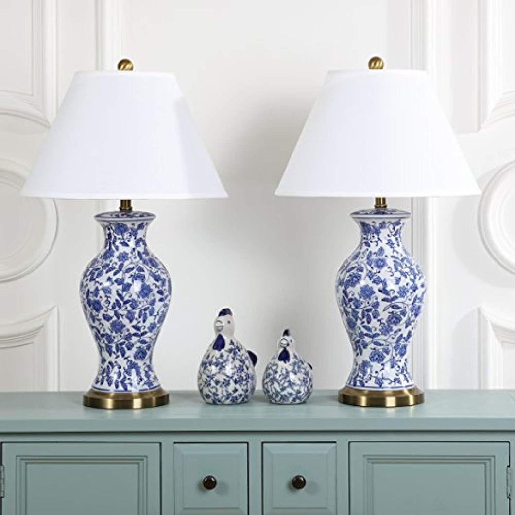 CHIC Safavieh Floral Urn Blue and White 29-inch Table Lamp (Set of 2) - EK CHIC HOME