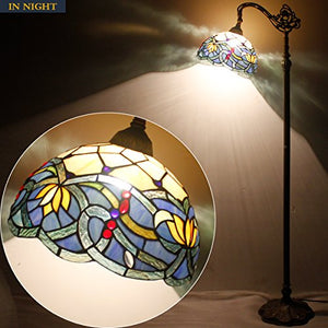 Tiffany  Floor Lamp Stained Glass Lotus Lampshade in 64 Inch Tall Antique Arched Base - EK CHIC HOME