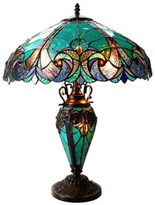 Liaison Tiffany Victorian 3 Light Double Lit Table Lamp - EK CHIC HOME
