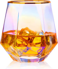 Load image into Gallery viewer, Stemless Wine Glass Diamond Whiskey Glasses Set Of 4 - EK CHIC HOME