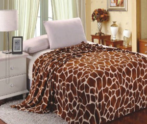 Ultra Soft Micro Plush Flannel Bed Blanket (Queen 80"x80", Giraffe Skin Print) - EK CHIC HOME