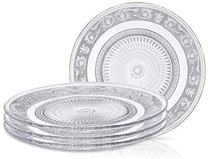Clear Glass Dinner Plate - Set of 4 -  10 Inch - EK CHIC HOME