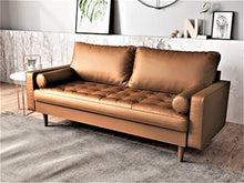 Load image into Gallery viewer, Orion Mid Century Modern Faux Leather Upholstered Sofa Loveseat Set with Bolster Pillows - EK CHIC HOME