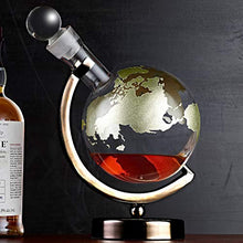 Load image into Gallery viewer, Gold Etched Globe Whiskey Decanter with Gunmetal Finish Stand - EK CHIC HOME