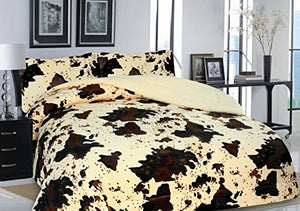 Rodeo Cowhide Print DesignFleece Blanket Style - 3 Piece Set - EK CHIC HOME