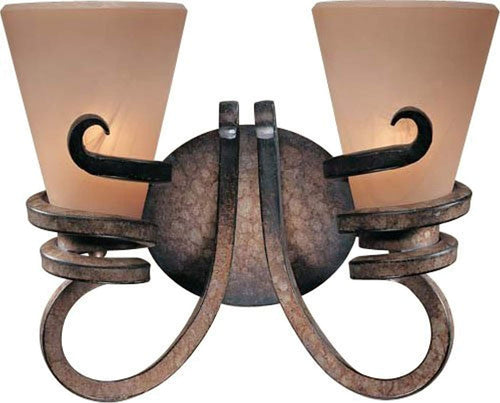 Reversible Glass Damp Wall Scone Fixture, 2 Light, 200 Watts, Bronze - EK CHIC HOME