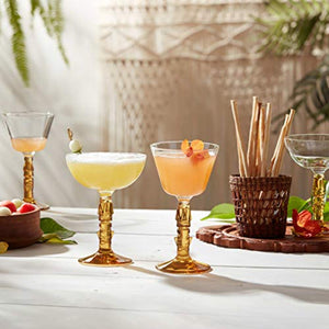 Tiki Coupe Cocktail Glasses, Set of 4 - EK CHIC HOME