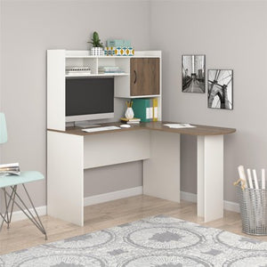 L-Shaped Desk with Hutch, Multiple Colors - EK CHIC HOME