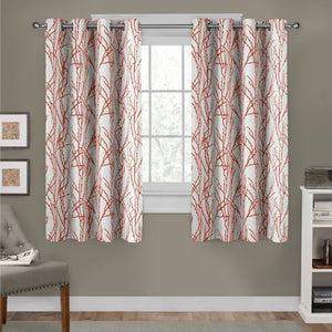 2 Pack Branches Linen Blend Grommet Top Curtain Panels - EK CHIC HOME