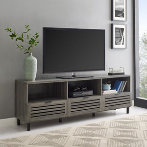 70" Jackson Slat Door Media Storage Console TV Stand  - Slate Grey - EK CHIC HOME