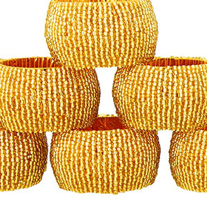 Handmade Beaded Napkin Rings, Gold (Set of 12) - EK CHIC HOME