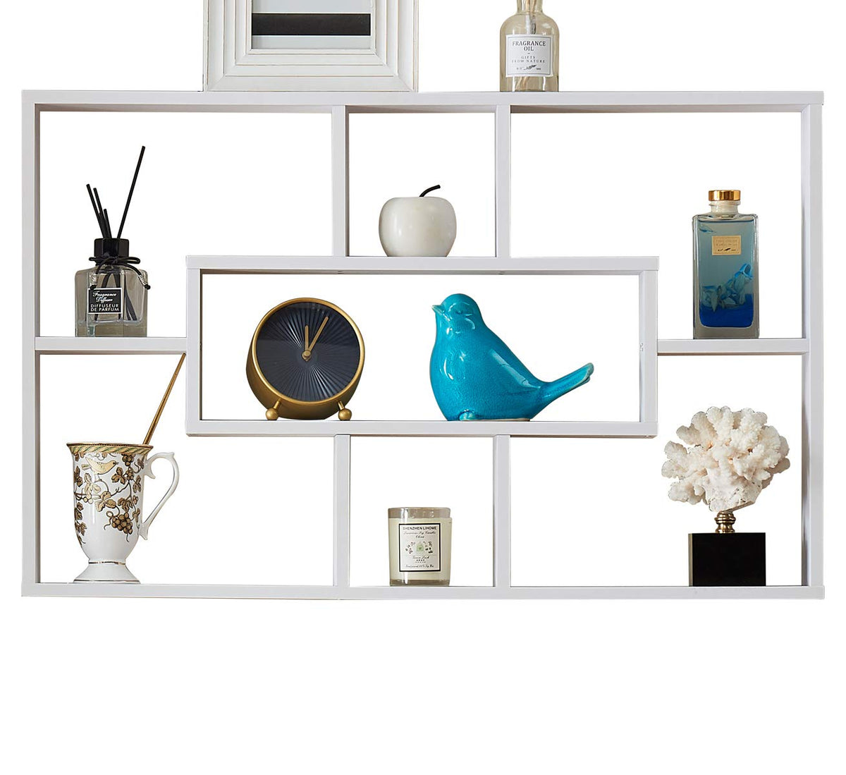 7 Cubes Floating Shelf, Geometric Wall Mounted Cube Shelves for Displa