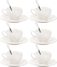 Load image into Gallery viewer, Set of 6 Cappuccino Cups and Saucers with Espresso Spoons - EK CHIC HOME