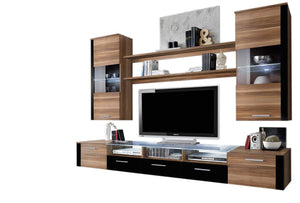 Wall Unit Modern Entertainment Center with LED Lights Fresh (White/Black) - EK CHIC HOME