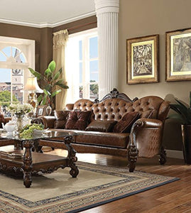 French Cherry Light Brown Living Room Furniture 3pc Sofa Loveseat Chair Traditional - EK CHIC HOME