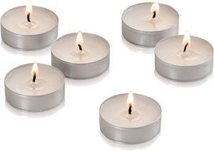 Bulk Set of 250 Tealight Candles in Metal Cups (White) 4.5 Hour Burn Time - EK CHIC HOME