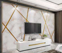 Load image into Gallery viewer, Wall Mural 3D Wallpaper Gold Line Geometric Texture Stone Pattern - EK CHIC HOME